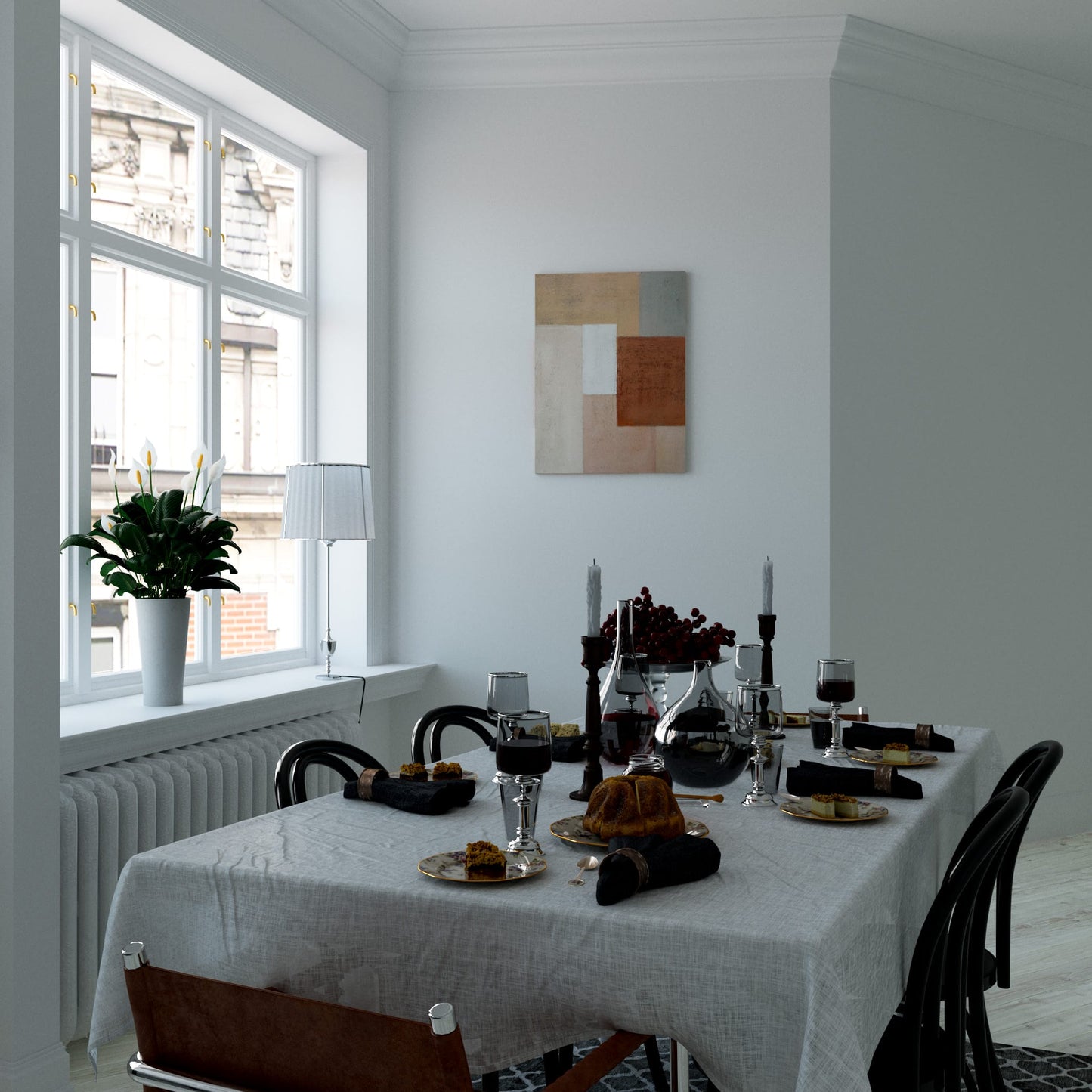 Earthy Geometry Dining Room Effect