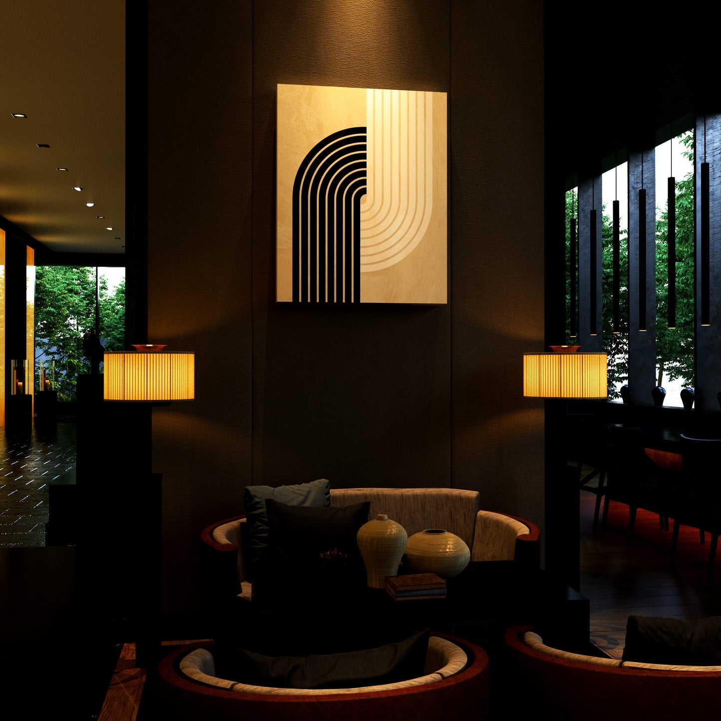 Geometric Arc Texture Painting Hotel Effect