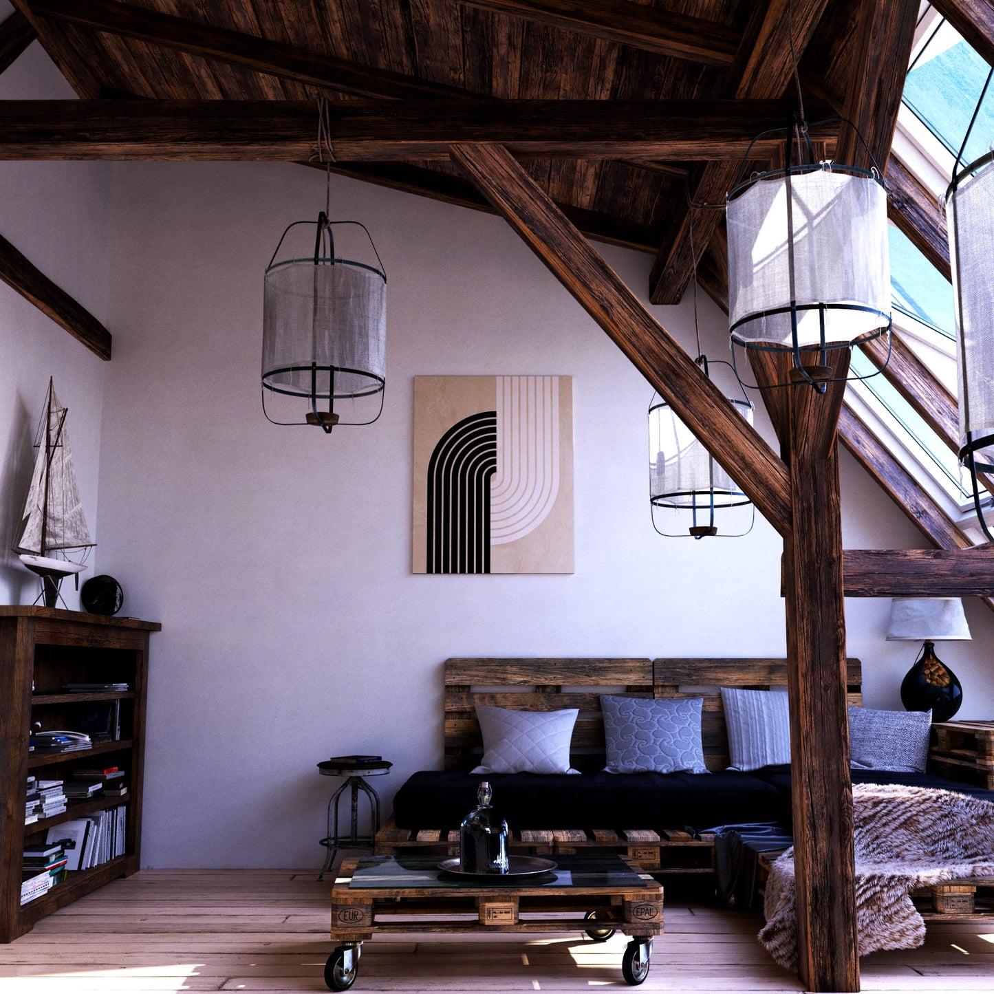 Geometric Arc Texture Painting Loft Effect