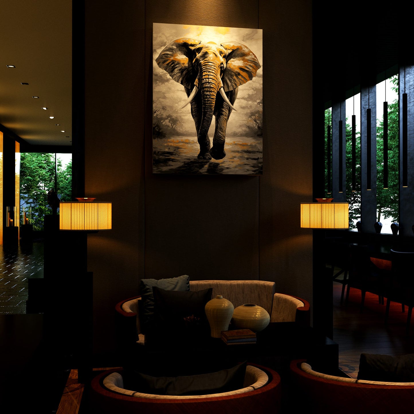 Gilded Elephant Shadow Hotel Effect