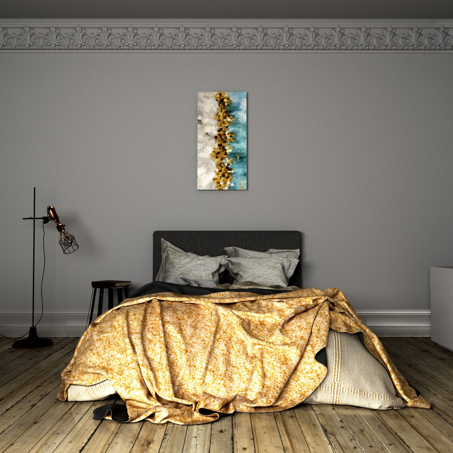 Glimmering Gold & Teal Flow Bedroom Effect