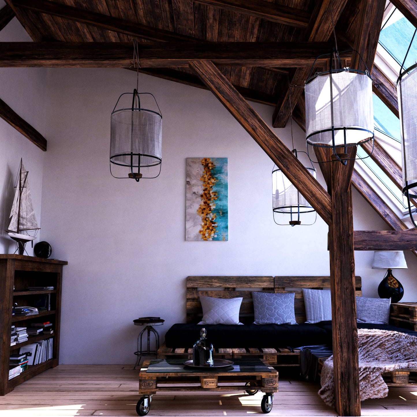 Glimmering Gold & Teal Flow Loft Effect