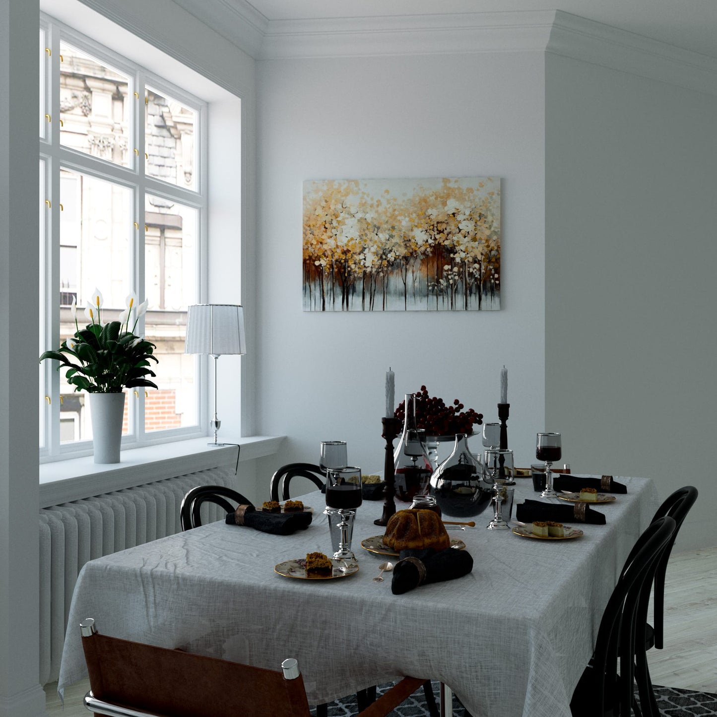 Golden Autumn Forest Dining Room Effect