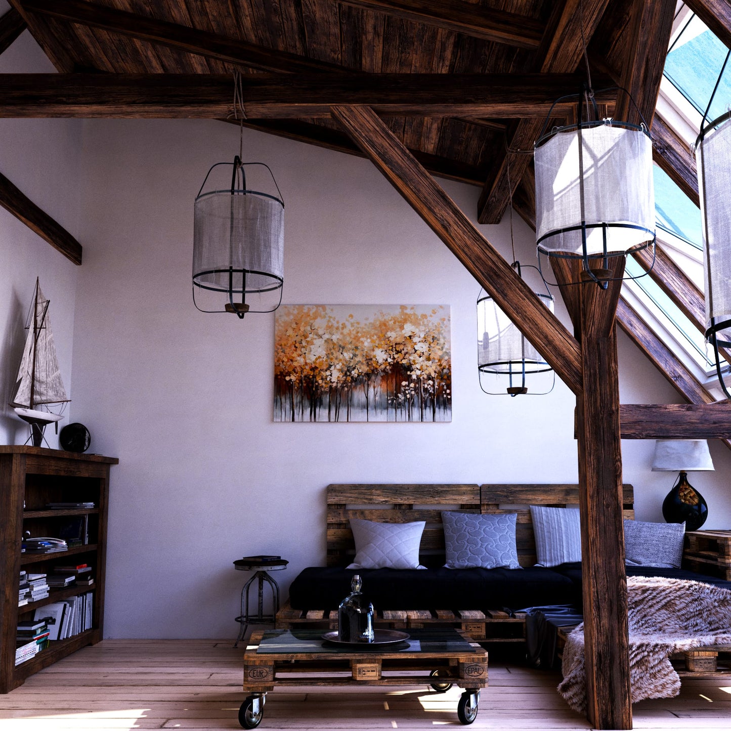 Golden Autumn Forest Loft Effect