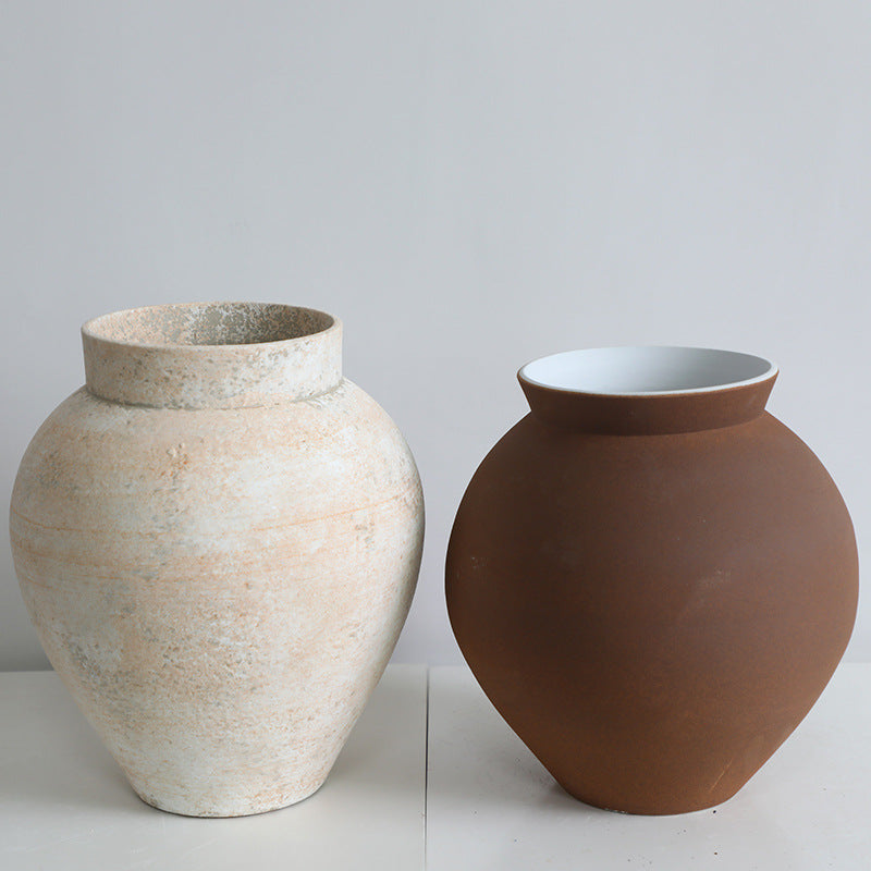 French Cream Rough Pottery Jar II