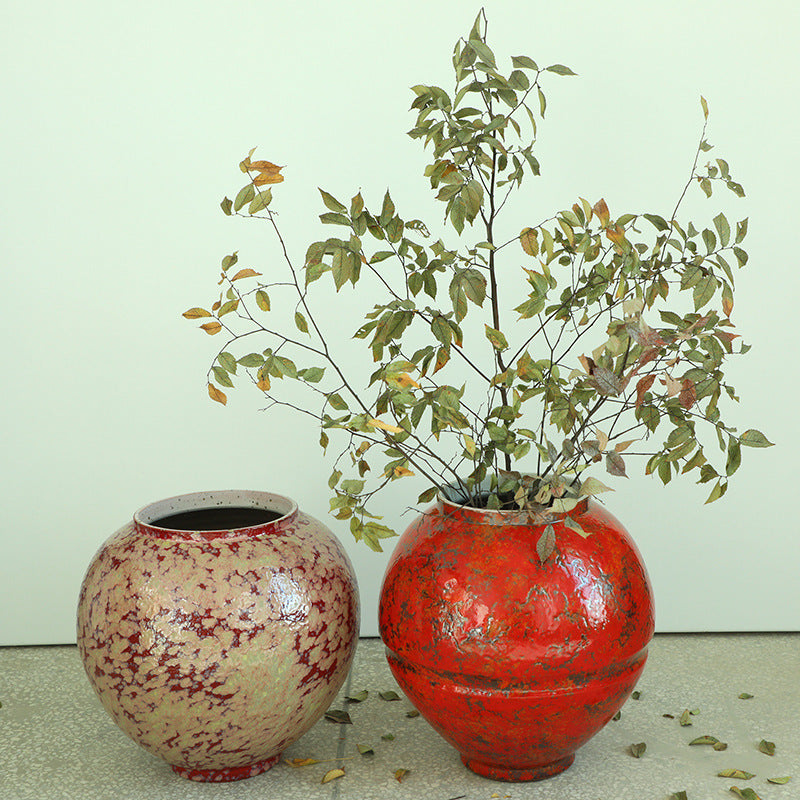Peach Blossom Splatter Moon Jar and Garnet Red Moon Jar 2