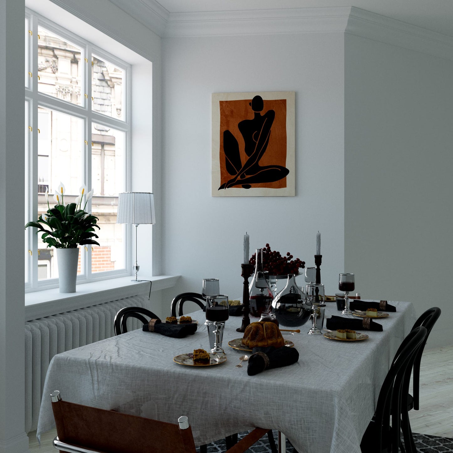 Seated Female Art Dining Room Effect