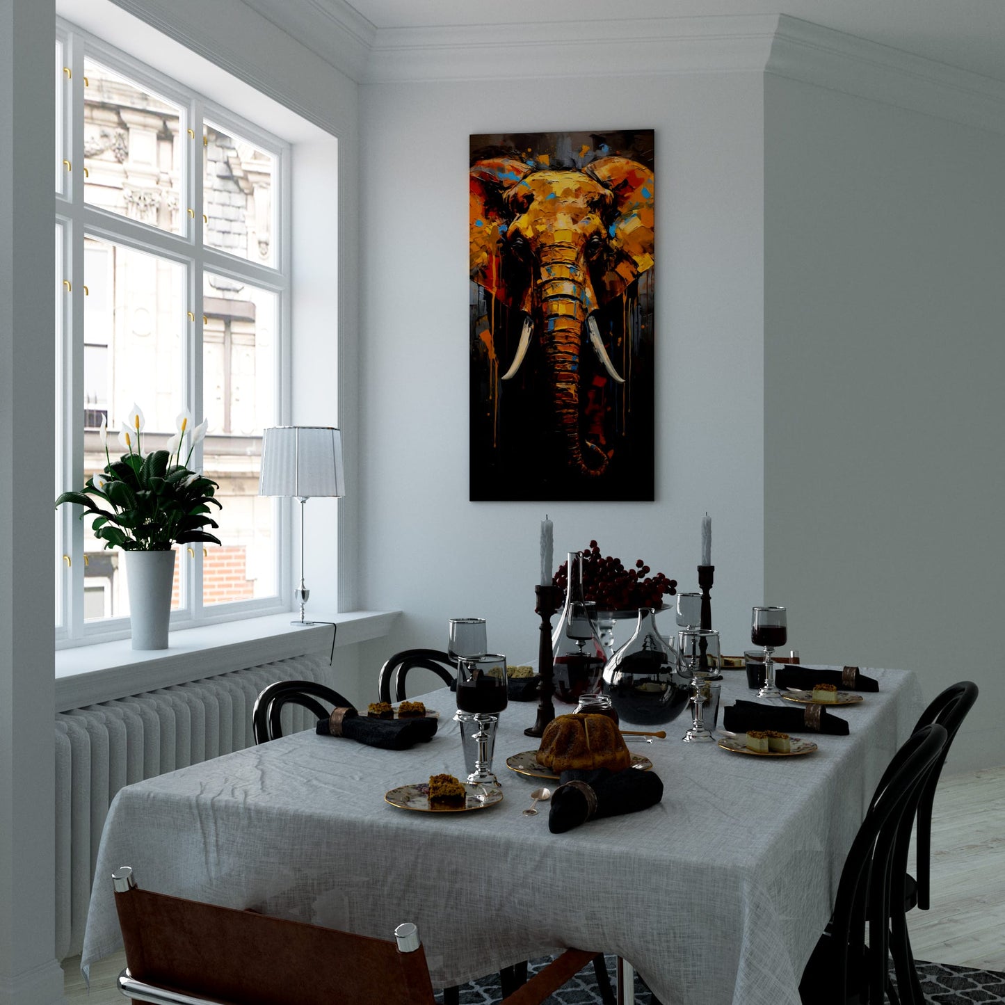 Vibrant Elephant Spirit Dining Room Effect