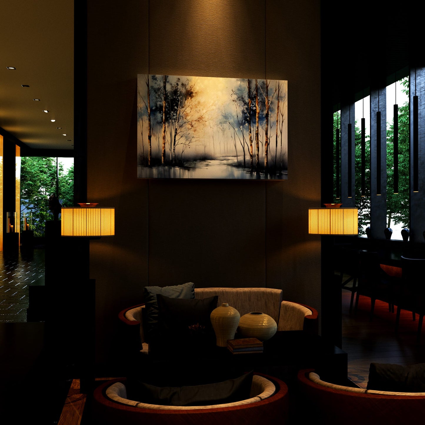 Winter Birch Grove Hotel Effect
