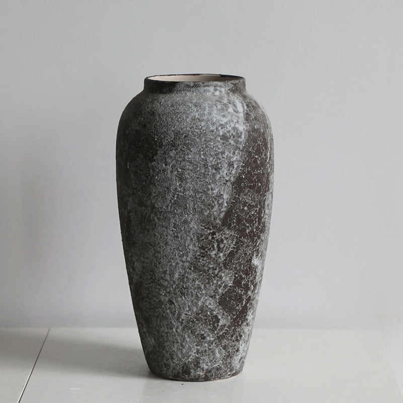 Aged Patina Rustic Ceramic Tall Vase