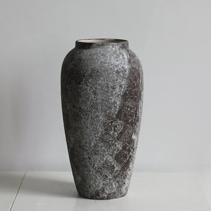 Aged Patina Rustic Ceramic Tall Vase