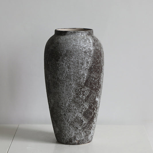 Aged Patina Rustic Ceramic Tall Vase