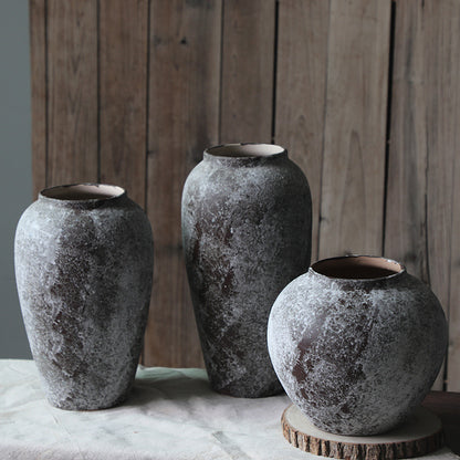 Aged Textured Pottery Vase Aged Patina Rustic Ceramic Tall Vase Rustic Textured Floor Vase