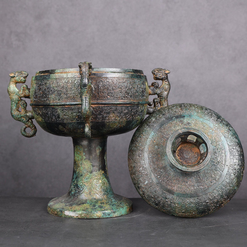 Antique Bronze Four-Tiger-Ear Dou Vessel 3