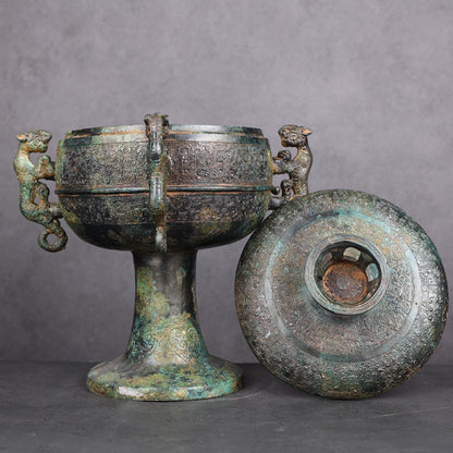 Antique Bronze Four-Tiger-Ear Dou Vessel 3