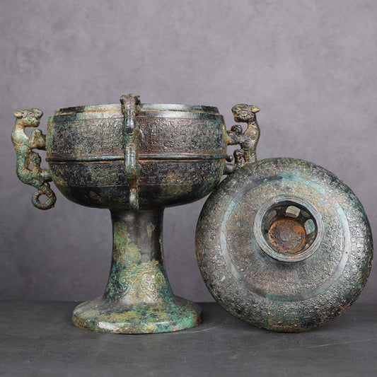 Antique Bronze Four-Tiger-Ear Dou Vessel 3