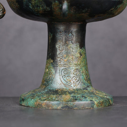 Antique Bronze Four-Tiger-Ear Dou Vessel 4