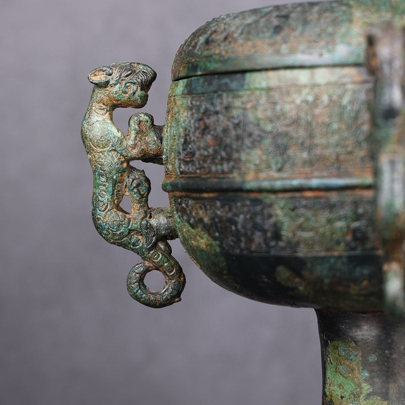 Antique Bronze Four-Tiger-Ear Dou Vessel 5