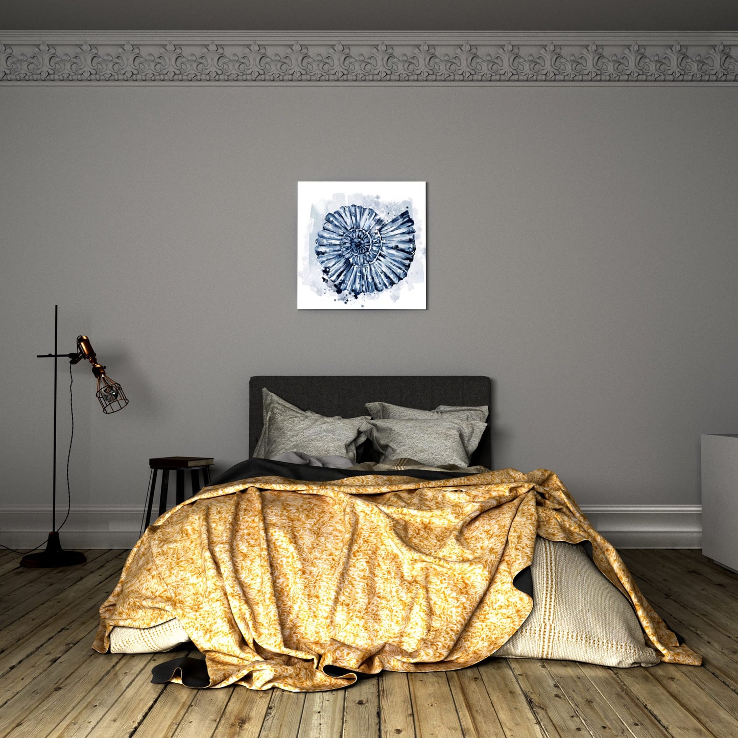 Blue Spiral Seashell Bedroom Effect