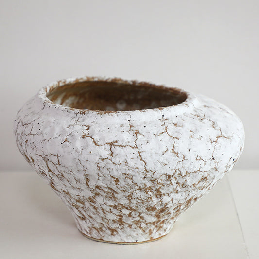 Cracked White Zen Pottery Jar