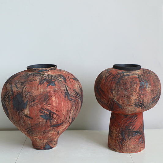 Dunhuang Stacked Silhouette Vase and Ancient Style Sandstone Jar