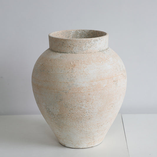 French Cream Rough Pottery Jar