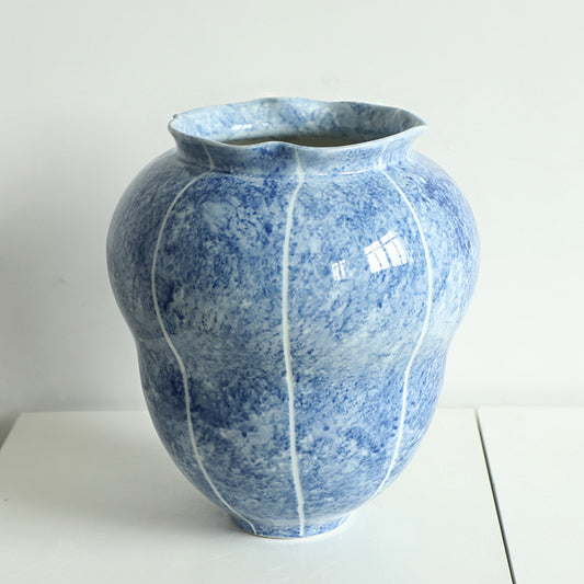 Frosted Blue Ceramic Vase