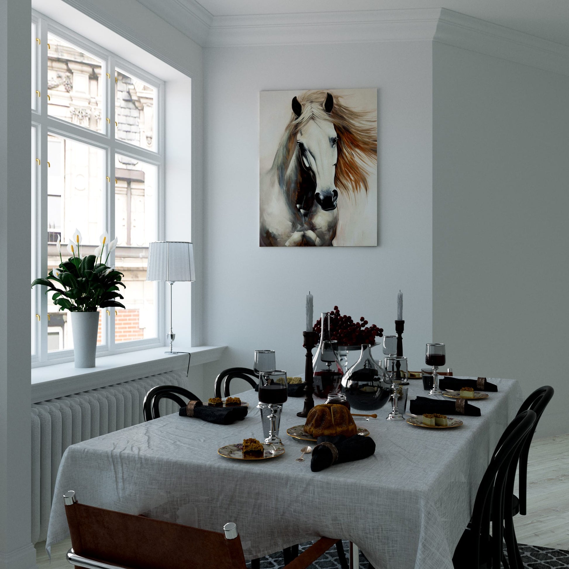 Galloping White Steed Dining Room Effect