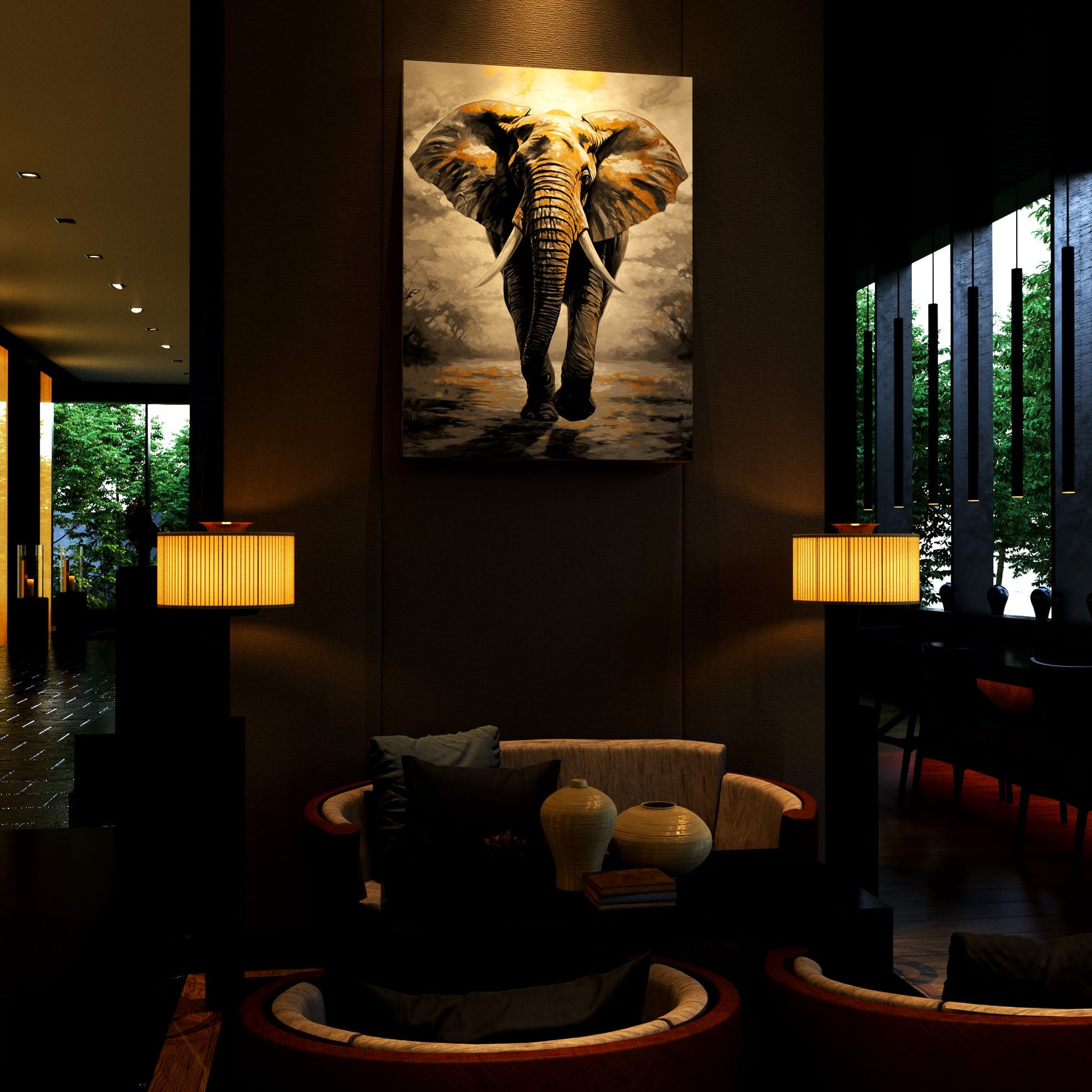 Gilded Elephant Shadow Hotel Effect