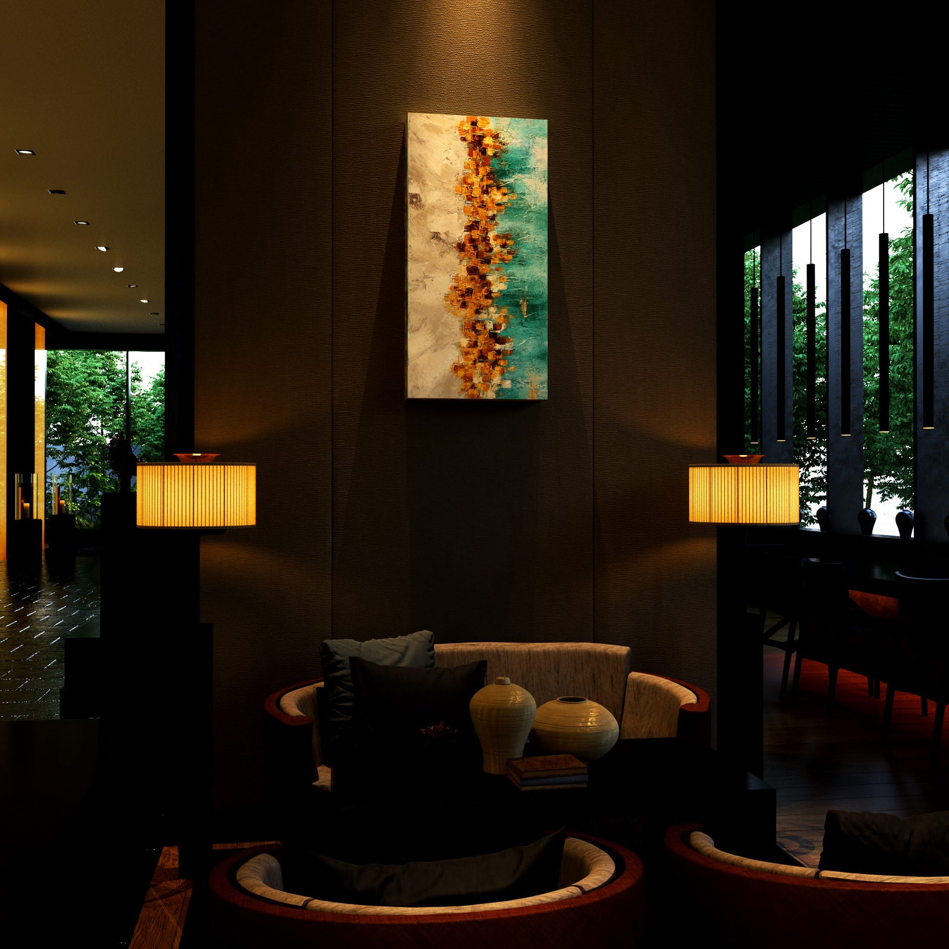 Glimmering Gold & Teal Flow Hotel Effect