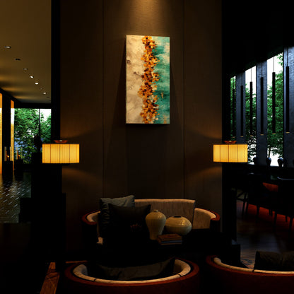 Glimmering Gold & Teal Flow Hotel Effect