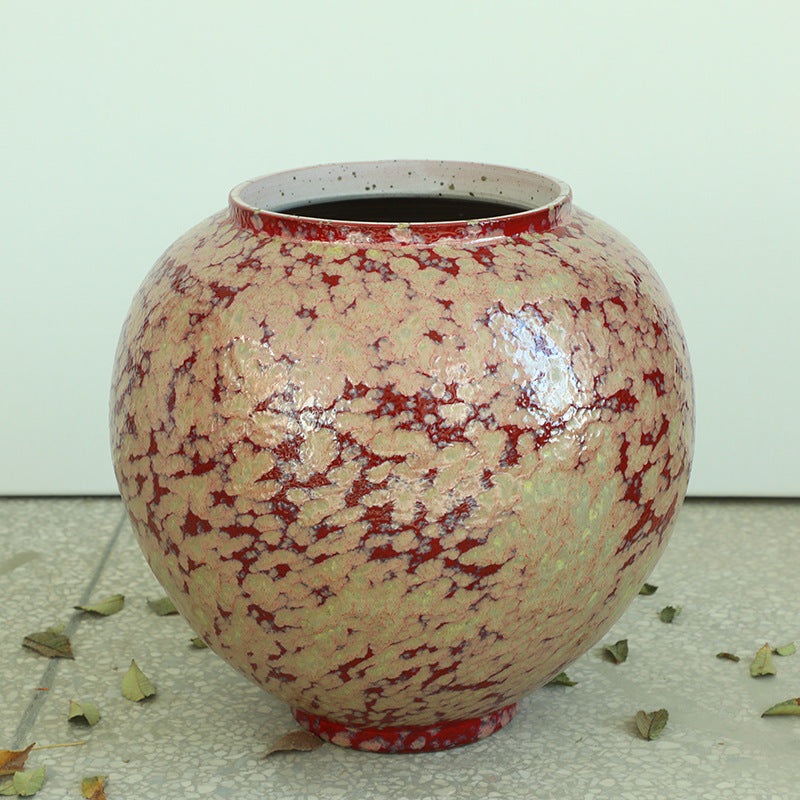 Peach Blossom Splatter Moon Jar