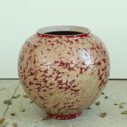 Peach Blossom Splatter Moon Jar