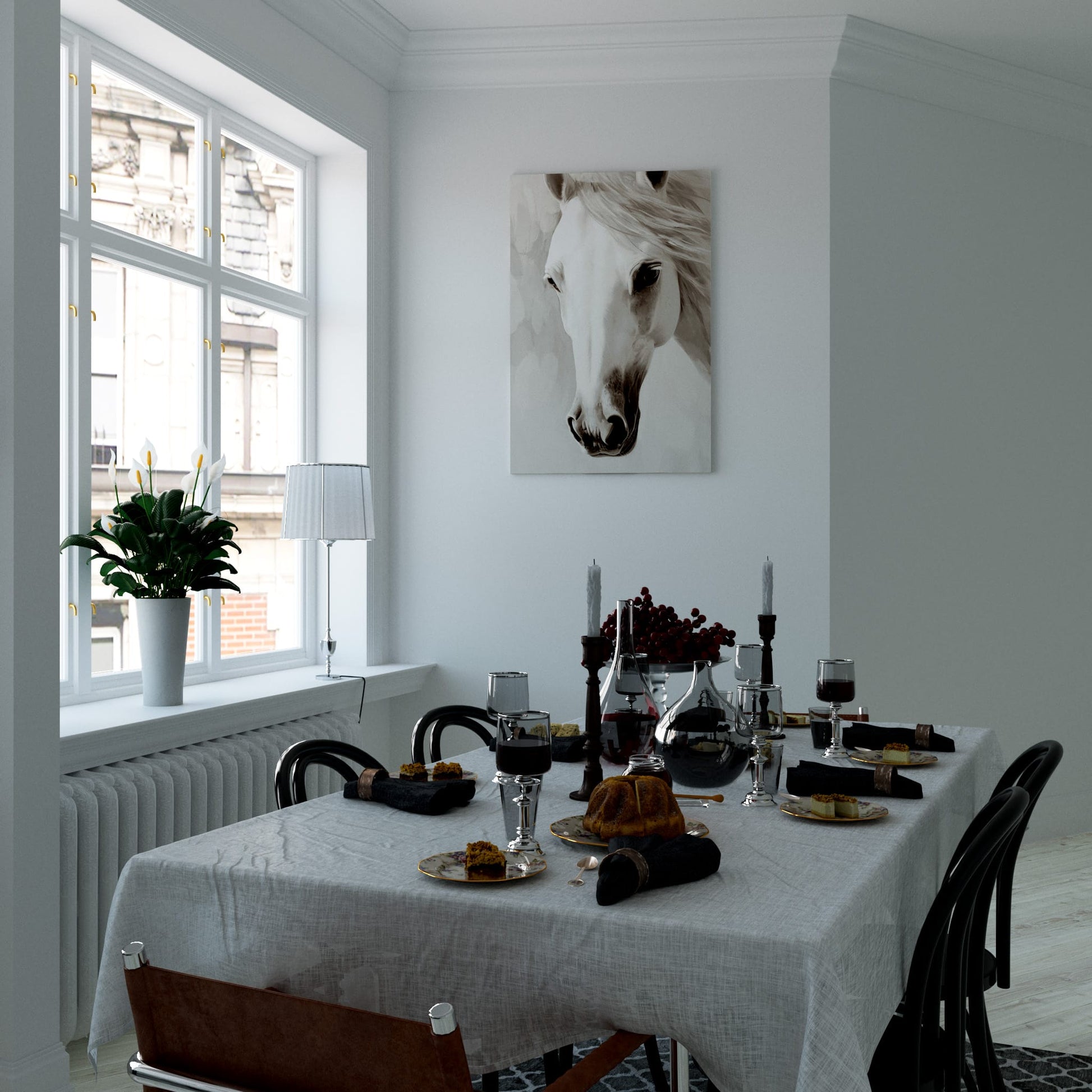 Pure White Steed Dining Room Effect