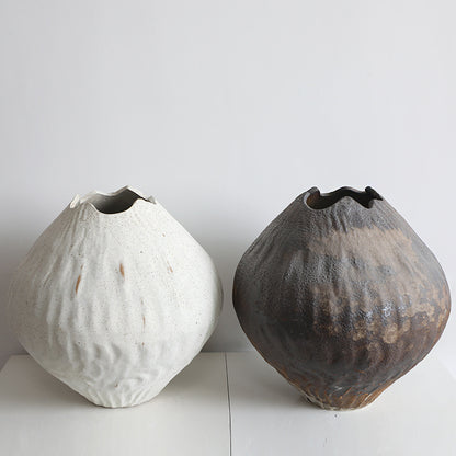 Ripple Texture Art Vase Smoked and Ripple Texture Art Vase White