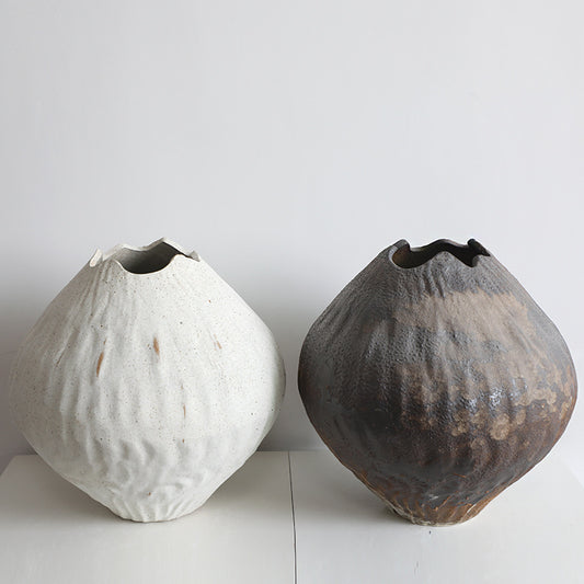 Ripple Texture Art Vase Smoked and Ripple Texture Art Vase White