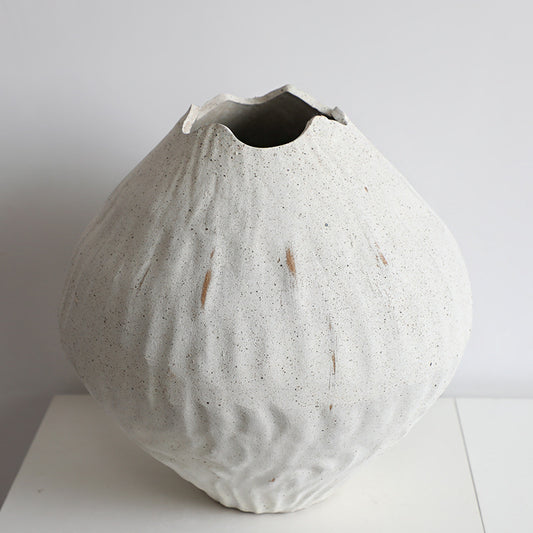 Ripple Texture Art Vase White