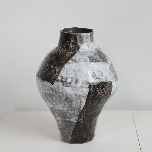 Segmented Wave Large Mouth Vase