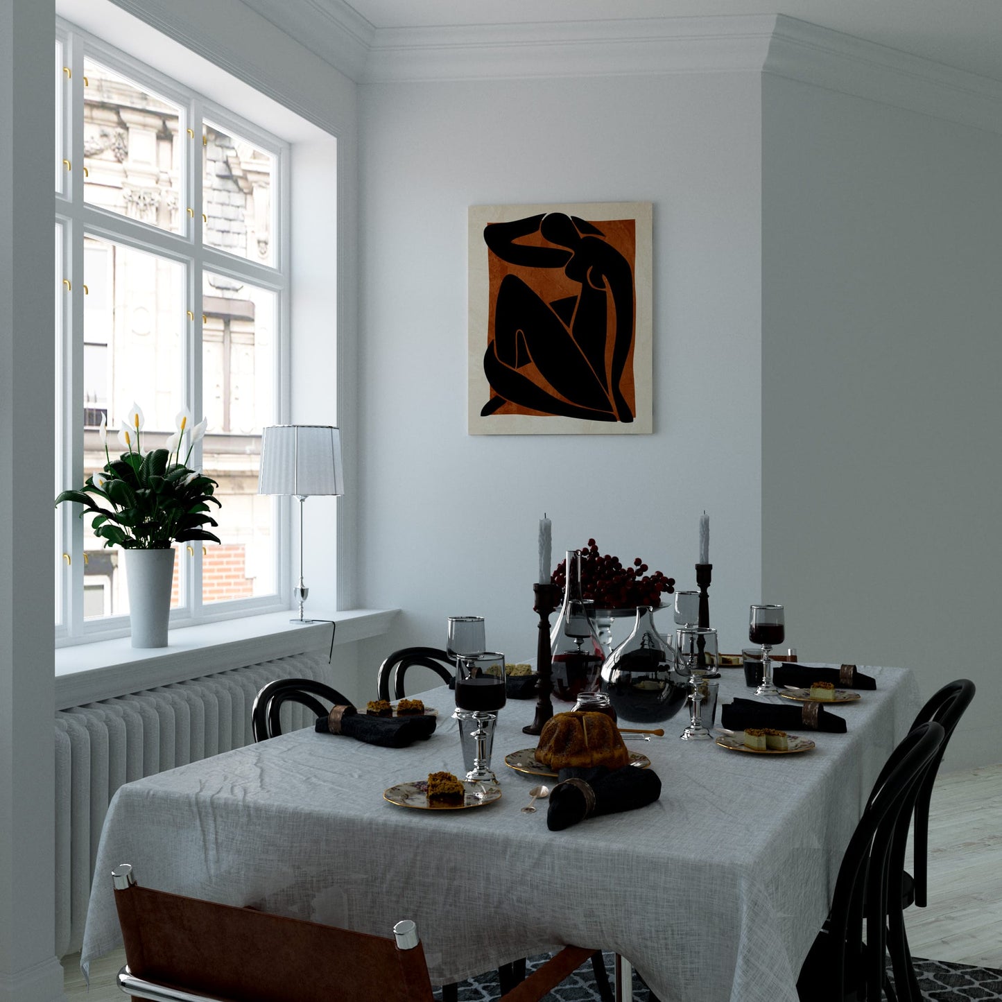 Serene Silhouette Dining Room Effect