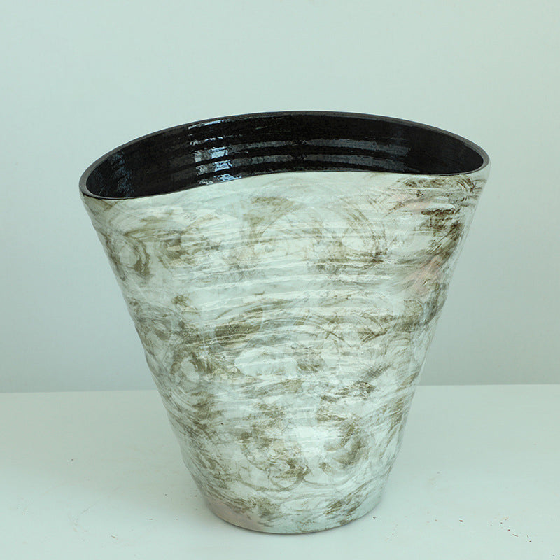 Swirl Brushstroke Flared Pottery
