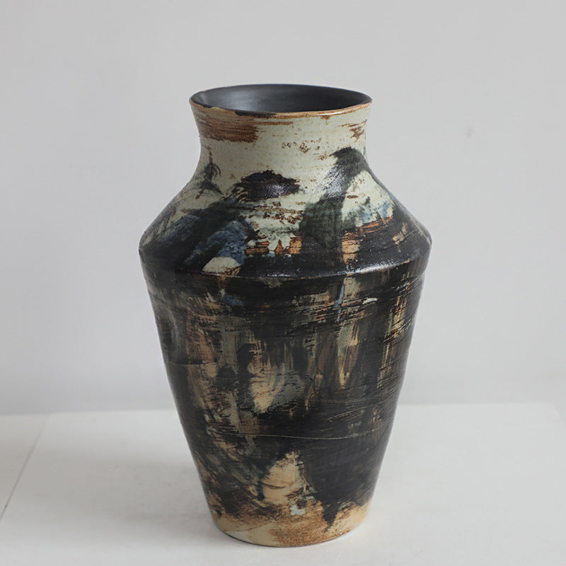 Wabi-sabi Mountainscape Hand-shaped Ceramic Vase