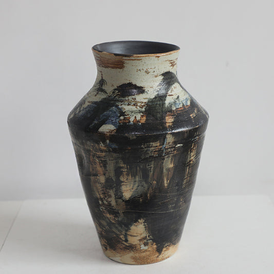 Wabi-sabi Mountainscape Hand-shaped Ceramic Vase